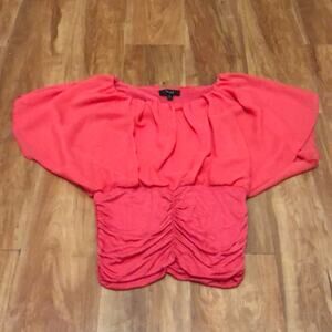 Love J Coral Ruched Top Size Small